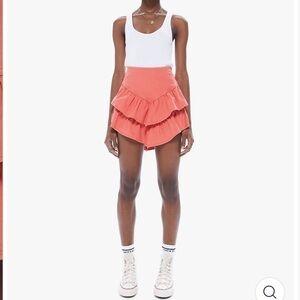 EUC MOTHER The Ruffle Miniskirt Hot Coral Romantic Double Ruffle Mini Skirt 27